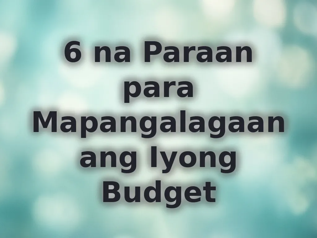 6 na Paraan para Mapangalagaan ang Iyong Budget
